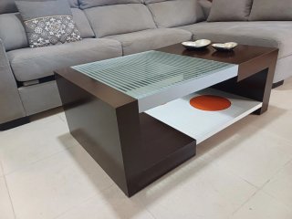 Mesa de centro madera y cristal 110x65x40