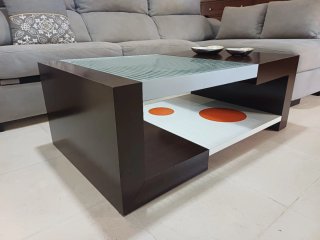 Mesa de centro madera y cristal 110x65x40