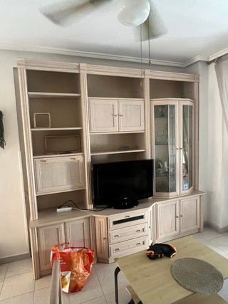 Mueble de salón modular madera y cristal