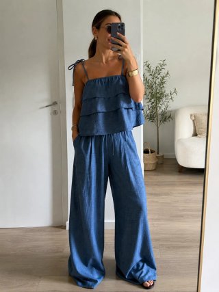 Conjunto Top y Pantalón Ancho Talla M