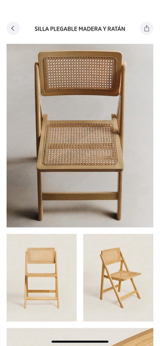Dos Sillas plegables Zara Home madera y ratán