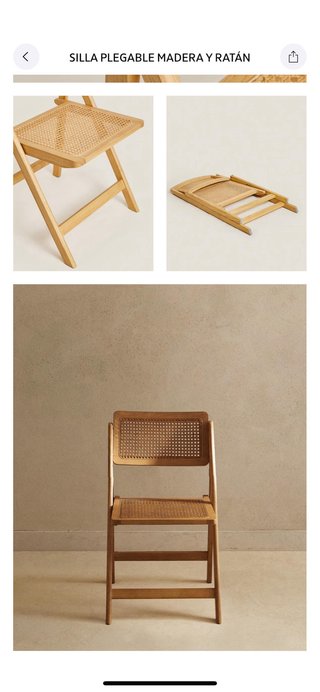 Dos Sillas plegables Zara Home madera y ratán
