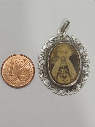 Antigua medalla plata Virgen del Castillo  Lebrija