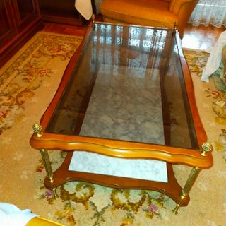 Mesa de centro cristal y madera