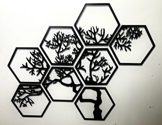 Decoración de pared hexagonal árbol