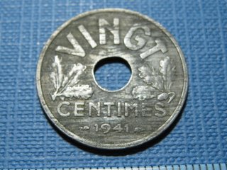 Moneda 25 céntimos Francia 1941 Zinc