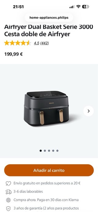 Airfryer Philips Serie 3000 Doble Cesta
