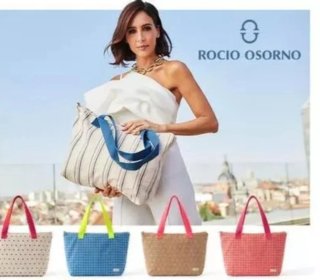 ROCIO OSORNO: Bolso+Neceser marrón con topos