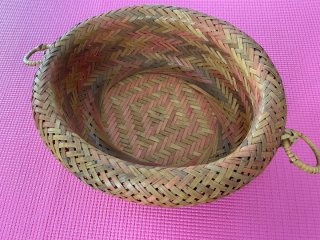 Cestino vintage bambù intrecciato a mano