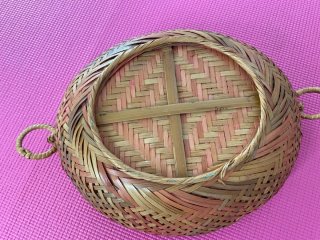 Cestino vintage bambù intrecciato a mano
