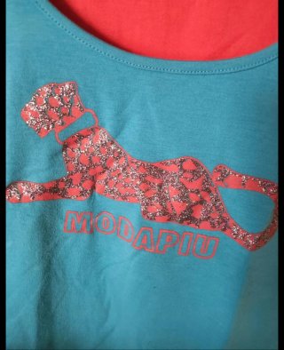 Top MODA PIU Blu/Rosa con Stampa Leopardo