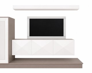 Mueble de salón moderno blanco y marrón