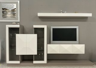 Mueble de salón moderno blanco y marrón