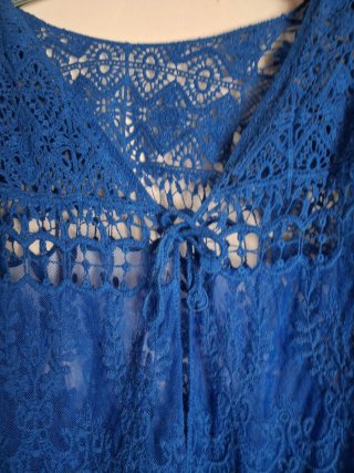Cárdigan Calado Boho Azul Talla Única