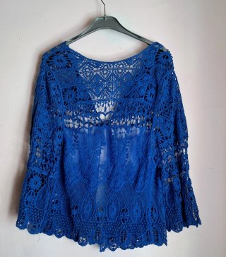 Cárdigan Calado Boho Azul Talla Única