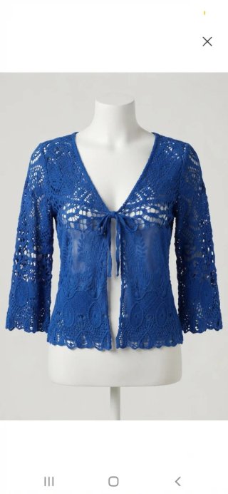 Cárdigan Calado Boho Azul Talla Única