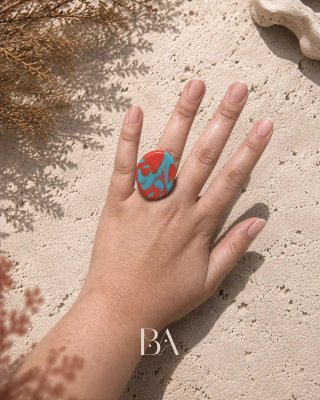 Anillo Coralina Azul y Rojo
