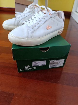 Zapatillas Lacoste Mujer Talla 37 Blancas Rosas