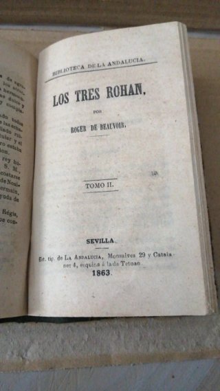 Libro LOS TRES ROHAN 1863 Sevilla COMPLETA