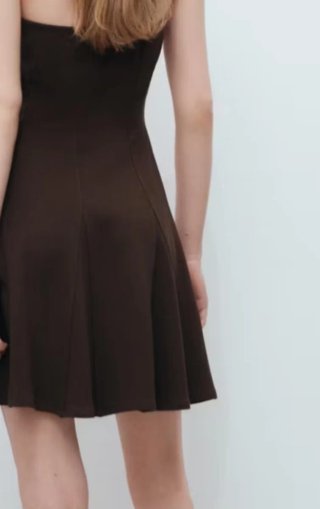 Vestido palabra de honor Mango marrón
