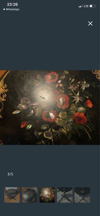 Mesa gueridón Napoleón III floral
