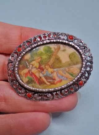 ARGENTO 800 spilla vintage antica miniatura