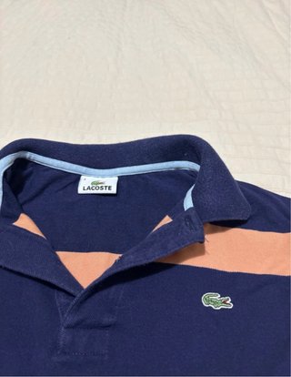 Polo Lacoste Rayas Azul Naranja