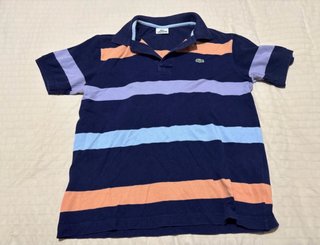Polo Lacoste Rayas Azul Naranja