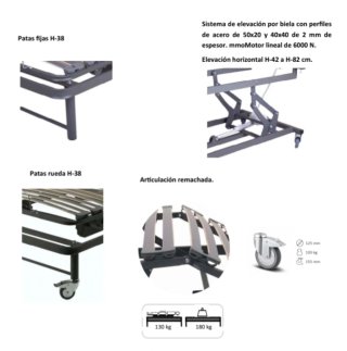 Cama articulada eléctrica metálica + colchón visco