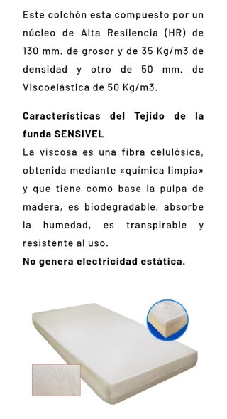 Cama articulada eléctrica metálica + colchón visco