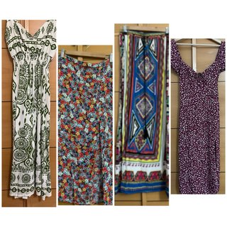 Vestido Midi Flores / Falda Larga Verde S-M
