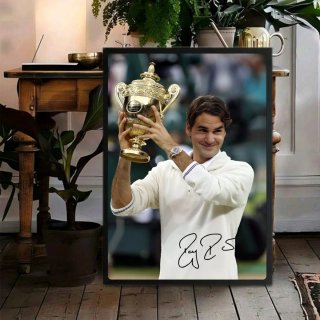 Quadro Roger Federer con Trofeo Wimbledon