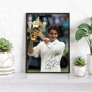 Quadro Roger Federer con Trofeo Wimbledon