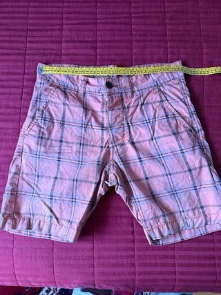 Pantalón corto a cuadros naranja y negro M