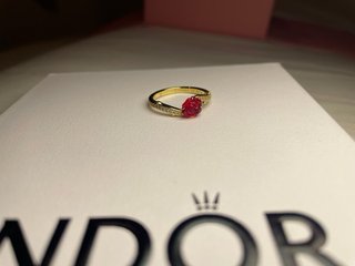 Anillo Pandora Rosa Flor Oro y Circonitas