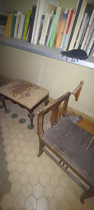 Sillas antiguas de madera y terciopelo