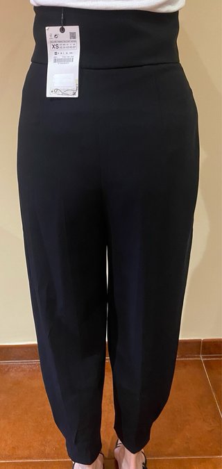 Pantalón Zara Talle Alto Vestir Negro