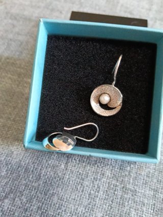 Pendientes plata de ley con perla