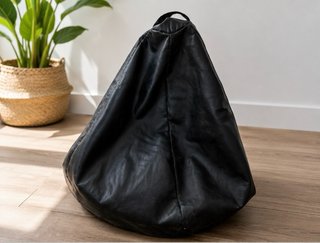 Puf asiento de piel negro