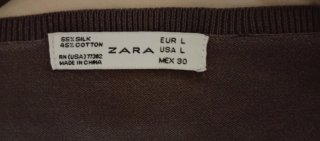 Jersey de punto fino, Zara cuello pico marrón T  L