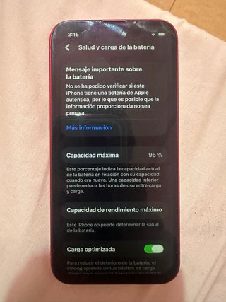 iPhone 13 mini rojo 95% batería