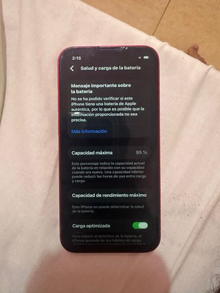 iPhone 13 mini rojo 95% batería