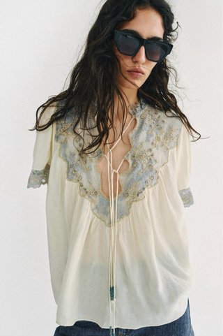 Camisa Zara encaje ZW COLLECTION