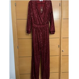 Mono fiesta lentejuelas rojo con etiqueta Talla U