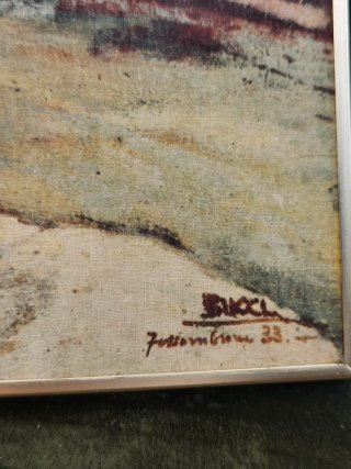 Stampa anni '70 con cornice dorata e verde