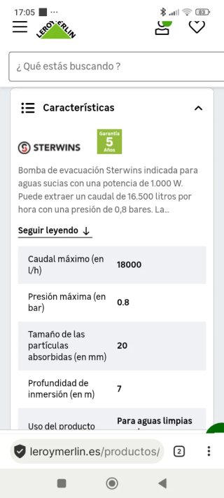 Bomba de agua Sterwins 1000W