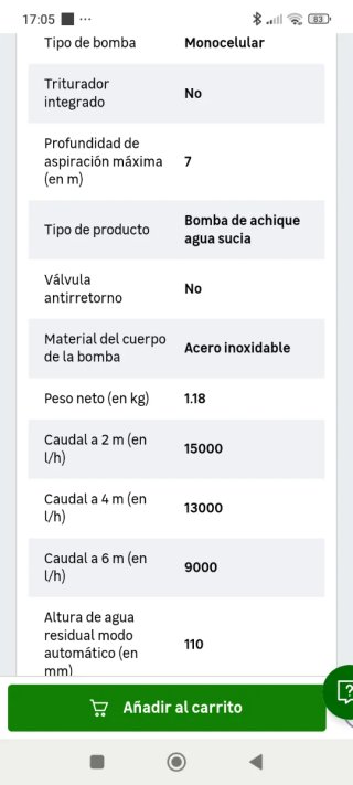 Bomba de agua Sterwins 1000W