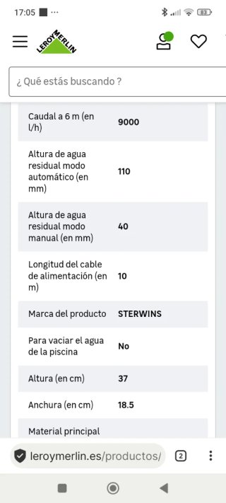 Bomba de agua Sterwins 1000W