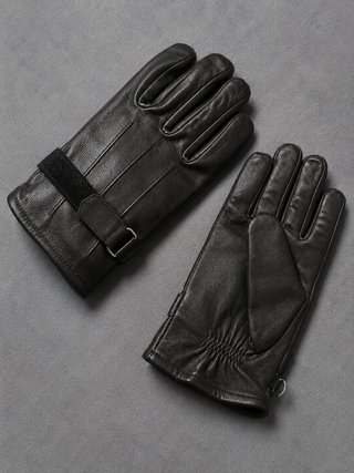 Guantes de cuero negros talla L