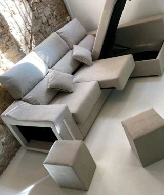 Sofá modular gris de tela